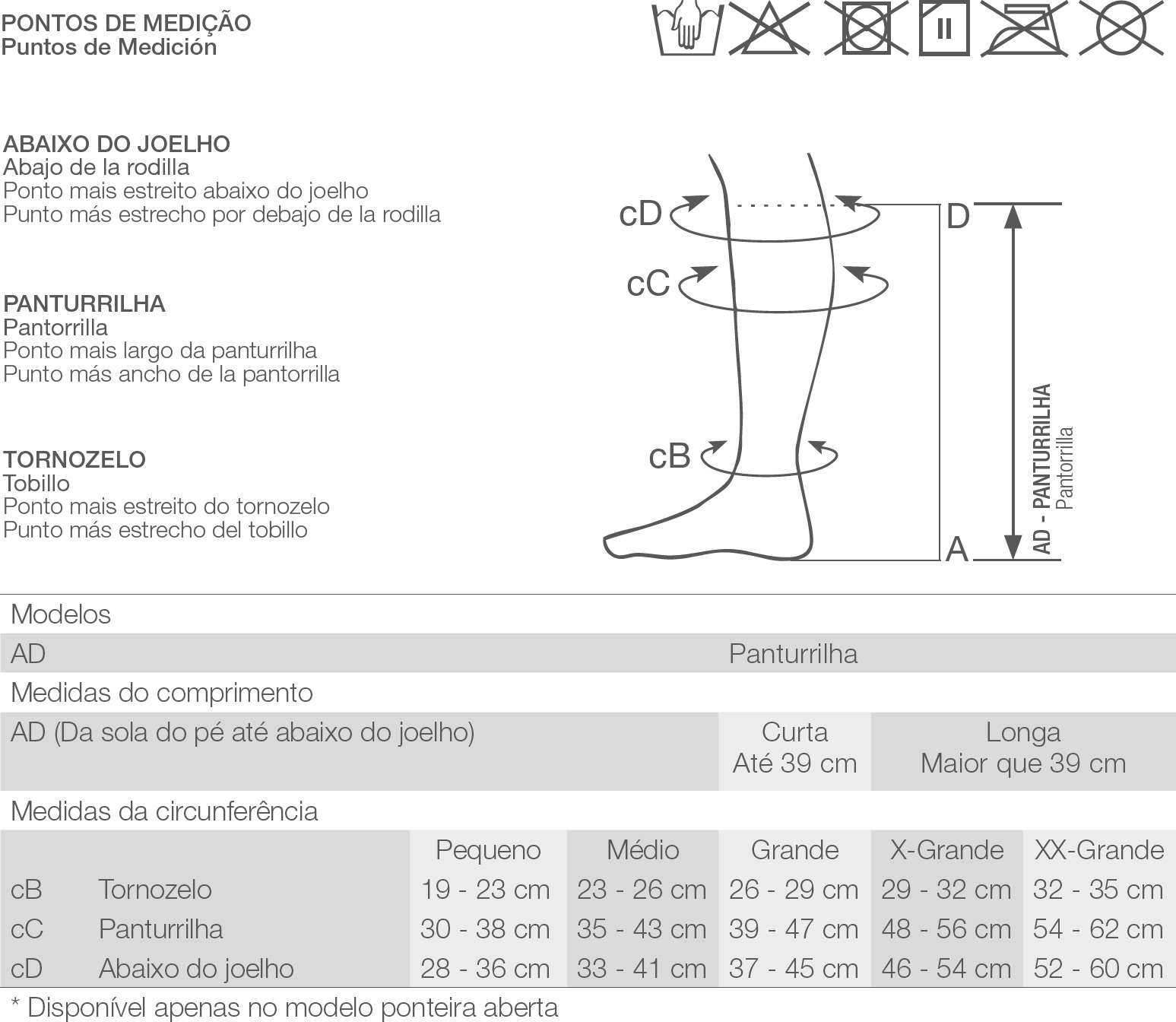 Tabela de medidas Venosan Comfortline Cotton · Unissex